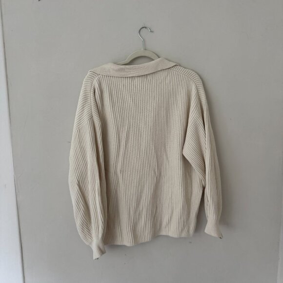 Rowie the Label Cream V-Neck Oversized Sweater - Picture 3 of 3